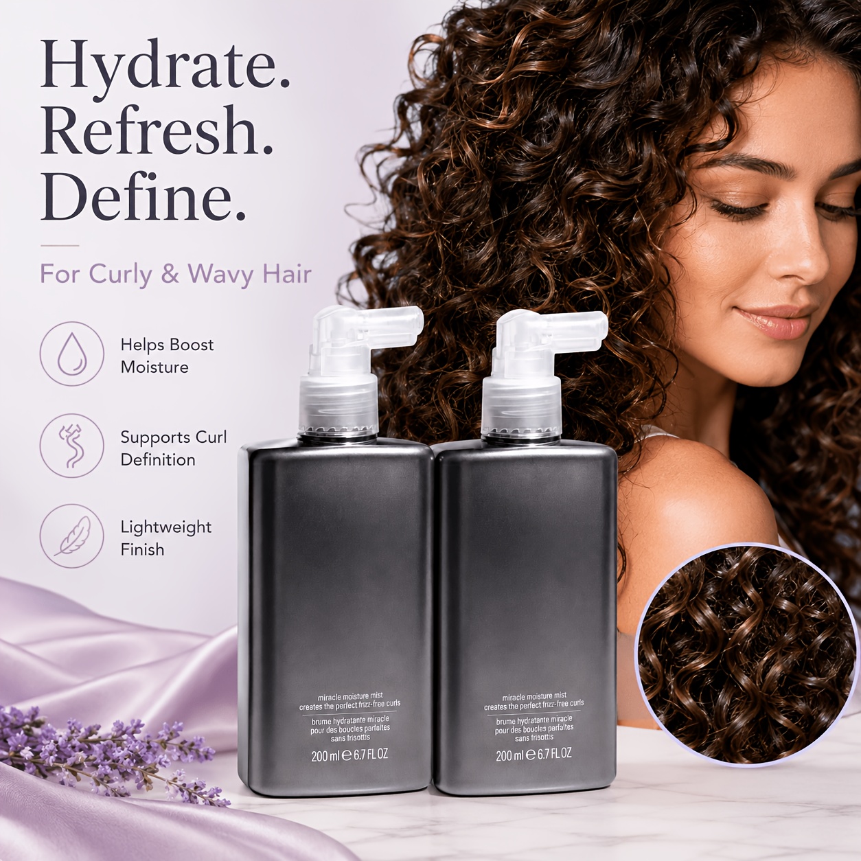 رذاذ ترطيب للشعر المجعد، رذاذ  - مراجعة Hair Care For Wavy Hair وسعره